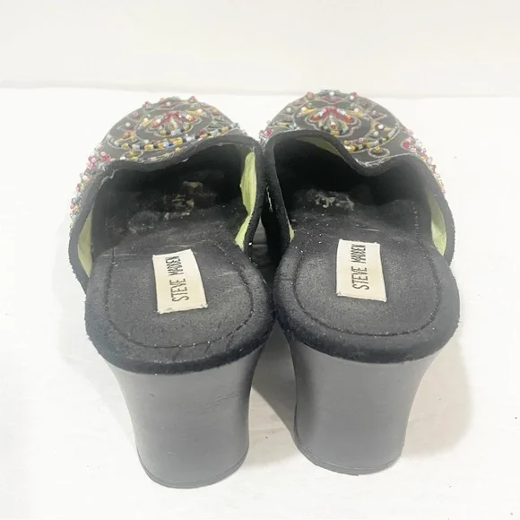 Steve Madden Size 6.5 Black Y2K Satin Beaded Clogs - Picture 4 of 6